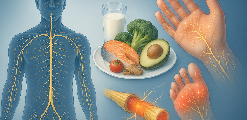 Alimentos saludables que ayudan a manejar la neuropatía periférica.